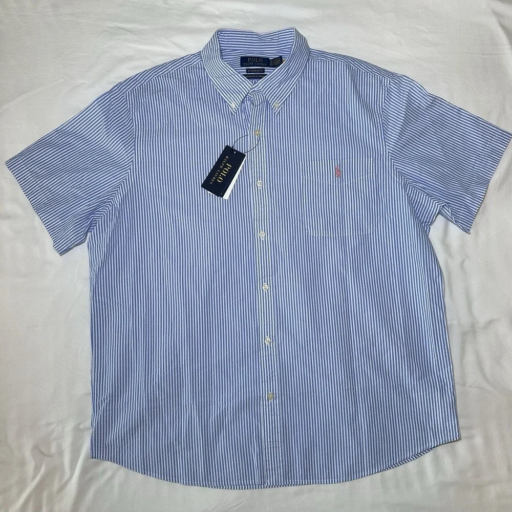 Polo Ralph Lauren Men's RL Untucked Fit Preppy Seersucker Striped Shirt XL NWT